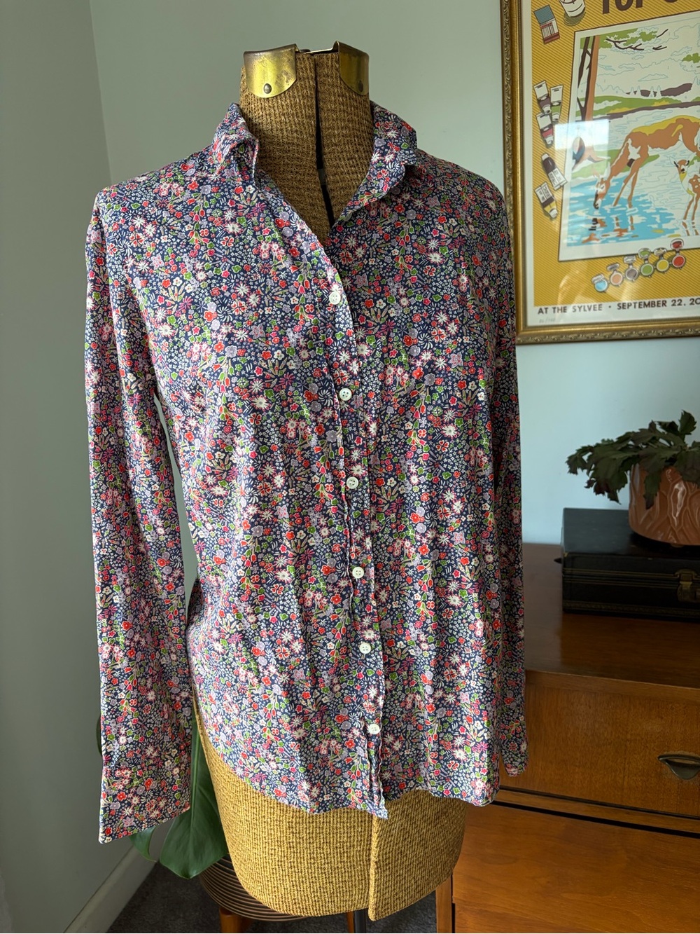 J. Crew Liberty of London Kayoko Indigo Floral Button-Down Shirt